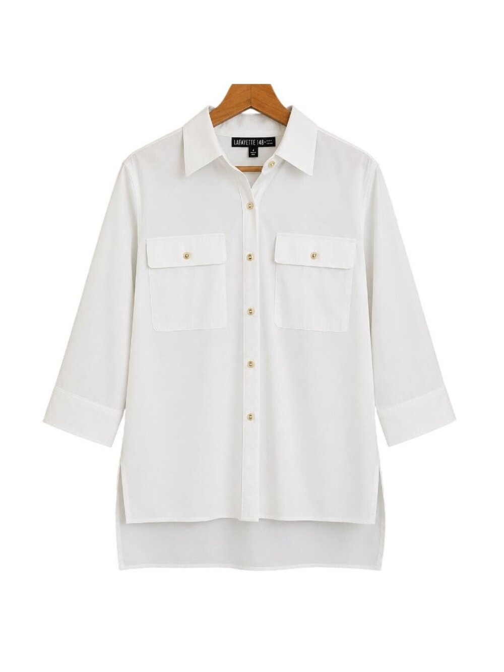 Lafayette 148 New York Womens Tunic Button Shirt Size 4 Classic Quiet Luxury